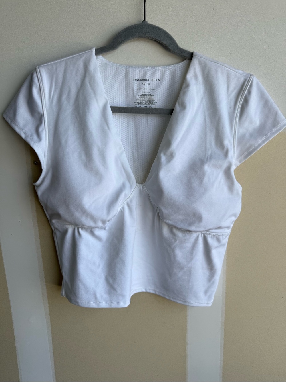 Sincerely Jules White V-Neck Crop Top with Built-In Support